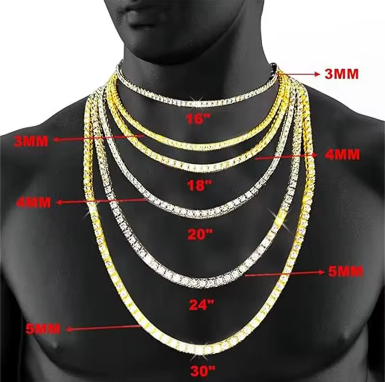 Tennis chain silver/yellow